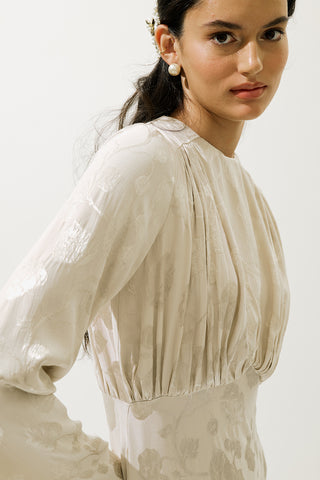 Jacquard Satin Evening Dress Vanilla