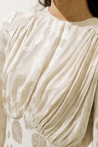 Jacquard Satin Evening Dress Vanilla