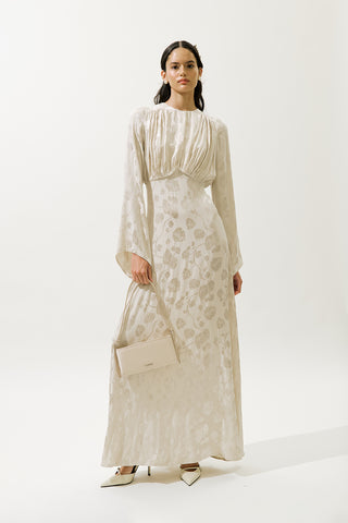 Jacquard Satin Evening Dress Vanilla