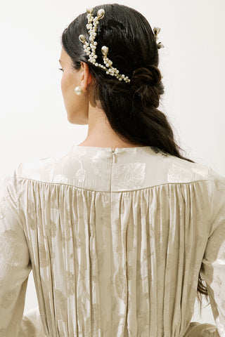 Jacquard Satin Evening Dress Vanilla