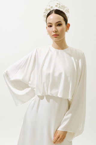 Adele Satin Evening Dress Ecru