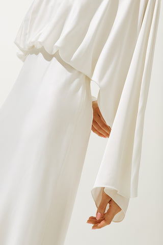 Adele Satin Evening Dress Ecru