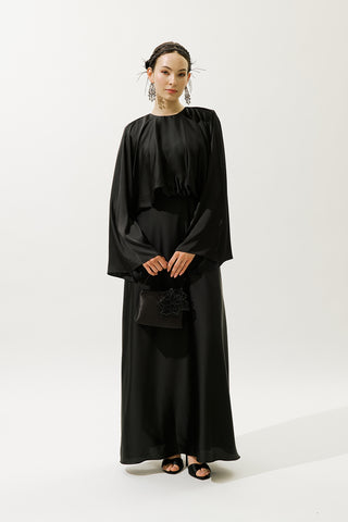 Adele Satin Evening Dress Black