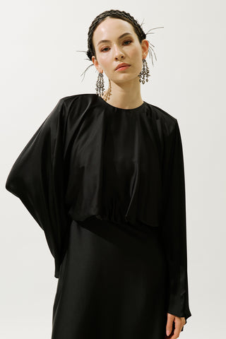 Adele Satin Evening Dress Black