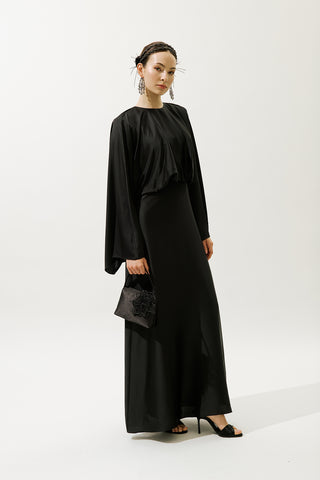 Adele Satin Evening Dress Black