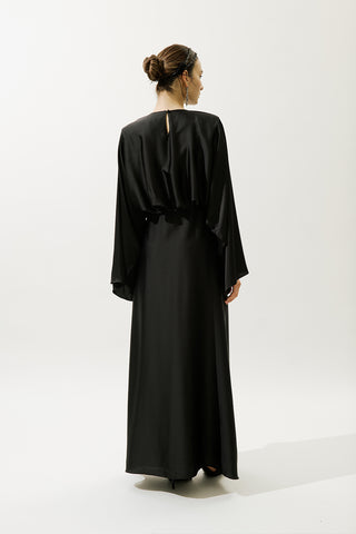 Adele Satin Evening Dress Black