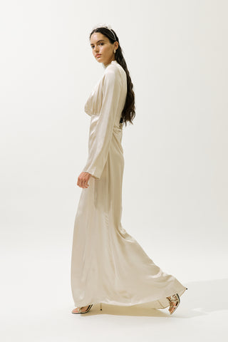 Mila Embellished Evening Dress Beige