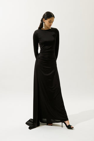 Tie-Detail Evening Dress Black