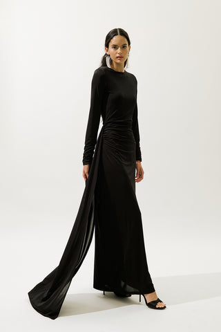Tie-Detail Evening Dress Black