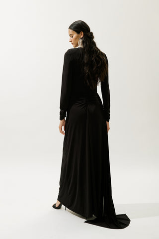 Tie-Detail Evening Dress Black