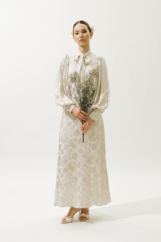 Jakarlı Saten Gömlek Vanilya