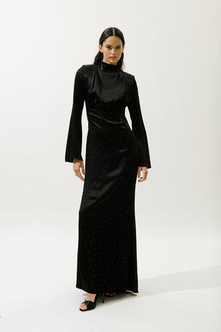 Mila Embellished Evening Dress Black