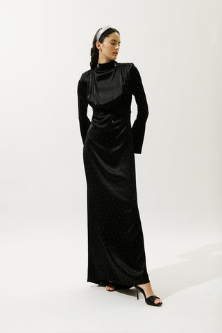 Mila Embellished Evening Dress Black