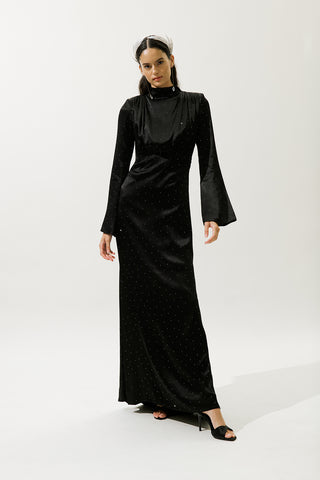 Mila Embellished Evening Dress Black