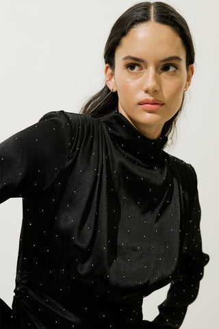 Mila Embellished Evening Dress Black