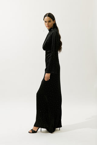 Mila Embellished Evening Dress Black