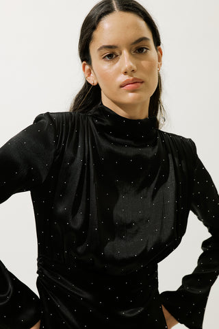 Mila Embellished Evening Dress Black