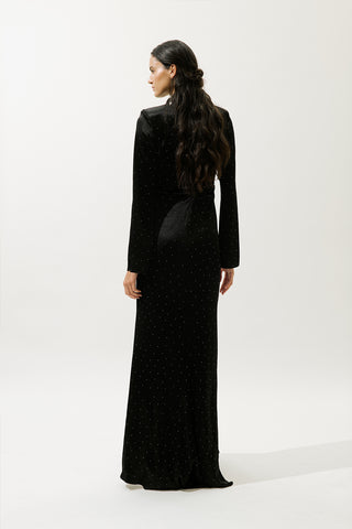 Mila Embellished Evening Dress Black