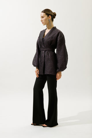 Jacquard Organza Kimono Purple