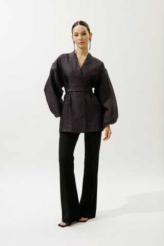 Jacquard Organza Kimono Purple