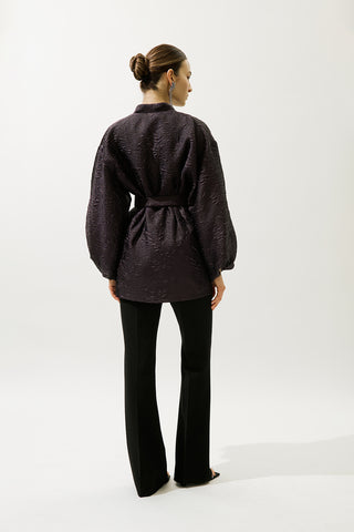 Jacquard Organza Kimono Purple