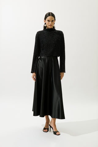 Shimmery Long Sleeve Blouse Black