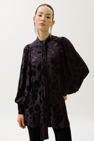 Jacquard Satin Shirt Purple