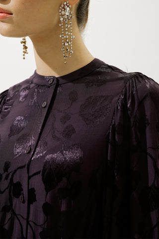 Jacquard Satin Shirt Purple