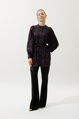 Jacquard Satin Shirt Purple