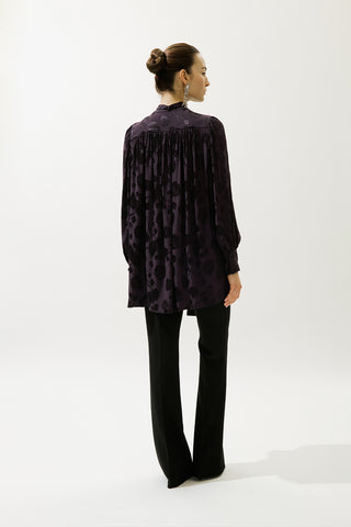 Jacquard Satin Shirt Purple