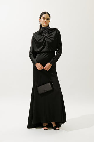 L’Amour Embellished Evening Dress Black