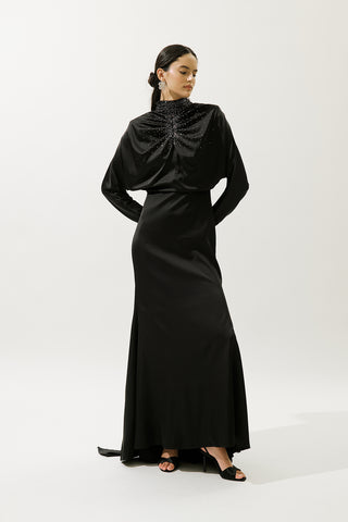 L’Amour Embellished Evening Dress Black