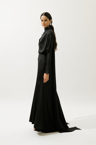 L’Amour Embellished Evening Dress Black