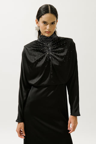 L’Amour Embellished Evening Dress Black