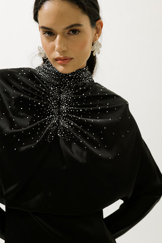 L’Amour Embellished Evening Dress Black