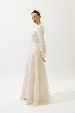 Bridgerton Esintili Ekru Abiye Elbise