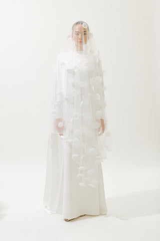 Lana Cape Evening Dress Ecru