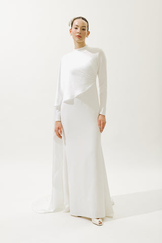 Lana Cape Evening Dress Ecru