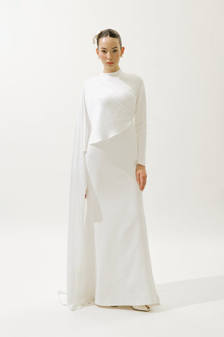 Lana Cape Evening Dress Ecru