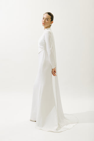 Lana Cape Evening Dress Ecru