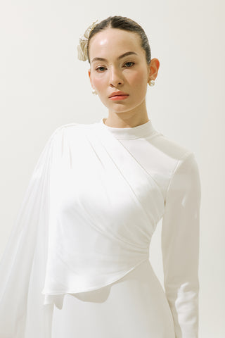 Lana Cape Evening Dress Ecru