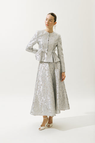 Mary Jacquard Akşam Blazer Mavi