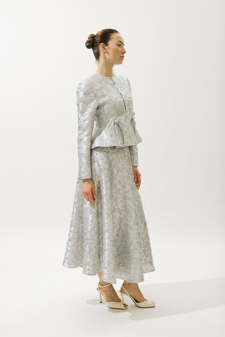 Mary Jacquard Akşam Blazer Mavi