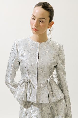 Mary Jacquard Akşam Blazer Mavi