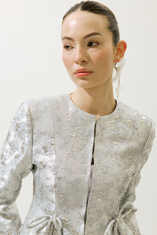 Mary Jacquard Akşam Blazer Mavi