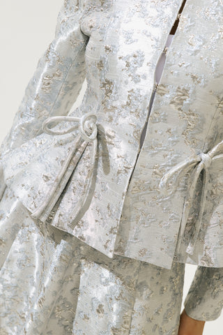 Mary Jacquard Akşam Blazer Mavi