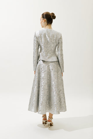 Mary Jacquard Akşam Blazer Mavi