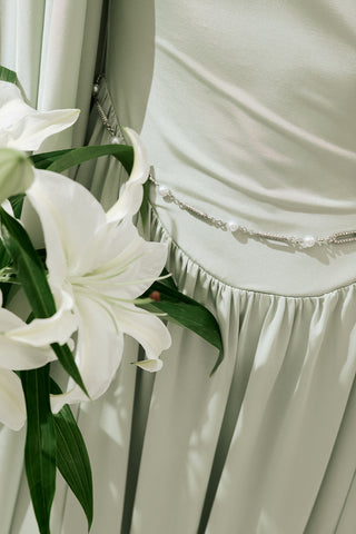 Pearl And Crystal Belt Silver