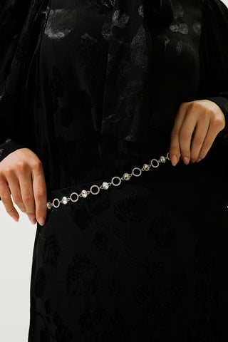 Crystal Hoop Belt Silver