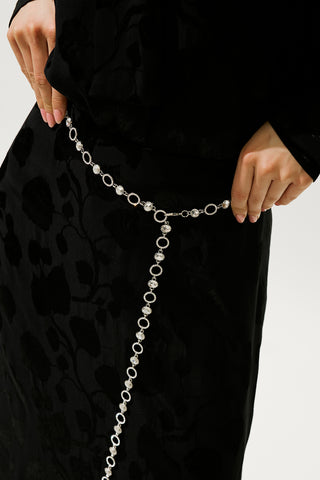 Crystal Hoop Belt Silver